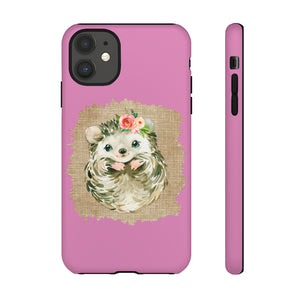 Hedgehog Flower Pink Tough Phone Cases - Lili White Creations 