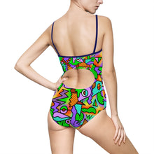 Load image into Gallery viewer, Funky 90s Print Women&#39;s One-piece Swimsuit - Lili White Creations 