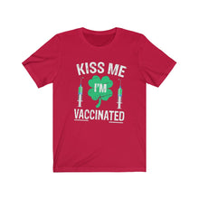 Load image into Gallery viewer, Kiss Me I&#39;m Vaccinated Shamrock Unisex Jersey Short Sleeve Tee - Lili White Creations 