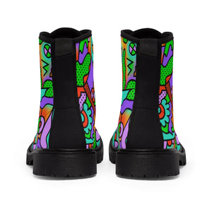 Funky 90s print Women's Canvas Boots - Lili White Creations 