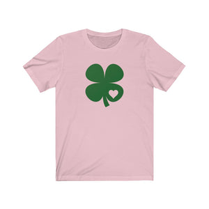 Shamrock with Heart Unisex Jersey Short Sleeve Tee - Lili White Creations 