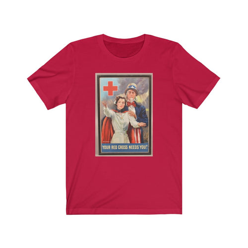 Vintage Nurse Your Red Cross Needs You Unisex Jersey Short Sleeve Tee - Lili White Creations 