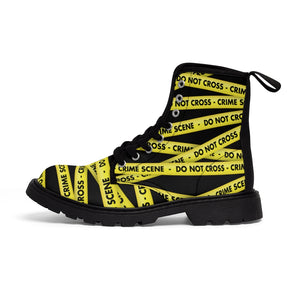 Crime Scene Tape Women's Canvas Boots - Lili White Creations 