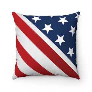 American Flag Spun Polyester Square Pillow Case - Lili White Creations 