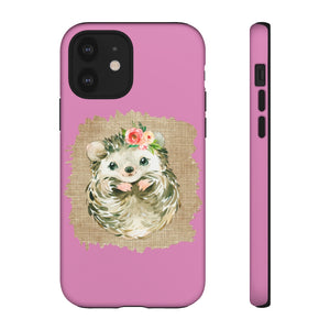 Hedgehog Flower Pink Tough Phone Cases - Lili White Creations 