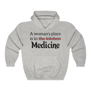 A Woman's Place is in Medicine Unisex Heavy Blend Hooded Sweatshirt - Lili White Creations 