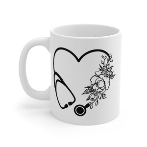 Flower Stethoscope Mug 11oz - Lili White Creations 