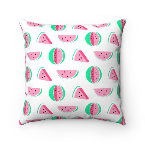 Watermelon Print Spun Polyester Square Pillow Case - Lili White Creations 