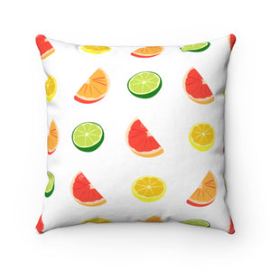 Multi Fruit Design Spun Polyester Square Pillow Case - Lili White Creations 