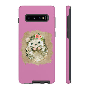 Hedgehog Flower Pink Tough Phone Cases - Lili White Creations 