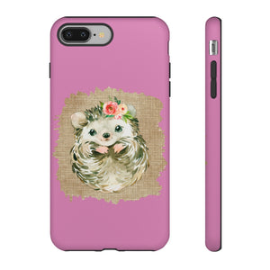 Hedgehog Flower Pink Tough Phone Cases - Lili White Creations 