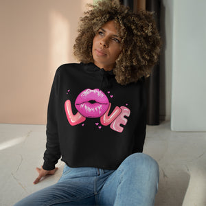 Love Lips Valentine's Day Crop Hoodie - Lili White Creations 