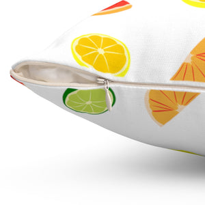 Multi Fruit Design Spun Polyester Square Pillow Case - Lili White Creations 