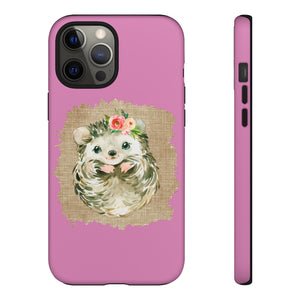 Hedgehog Flower Pink Tough Phone Cases - Lili White Creations 