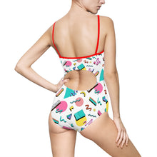 Load image into Gallery viewer, 90s Print Women&#39;s One-piece Swimsuit - Lili White Creations 