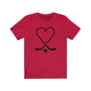 Hockey Sticks Heart with Puck Unisex Jersey Short Sleeve Tee - Lili White Creations 