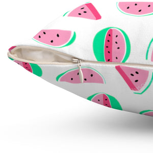 Watermelon Print Spun Polyester Square Pillow Case - Lili White Creations 