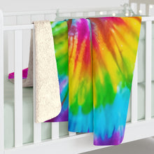 Load image into Gallery viewer, Tye Dye Rainbow Sherpa Fleece Blanket - Lili White Creations 