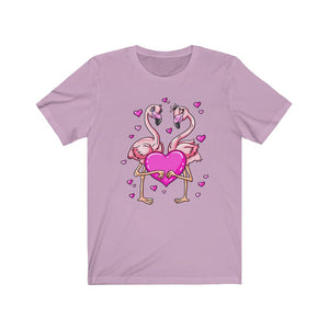 Flamingos Love Valentine's Days Unisex Jersey Short Sleeve Tee - Lili White Creations 