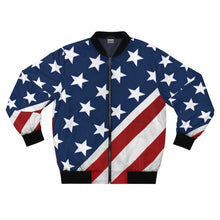 Load image into Gallery viewer, American Flag Fourth of July AOP Bomber Jacket - Lili White Creations 