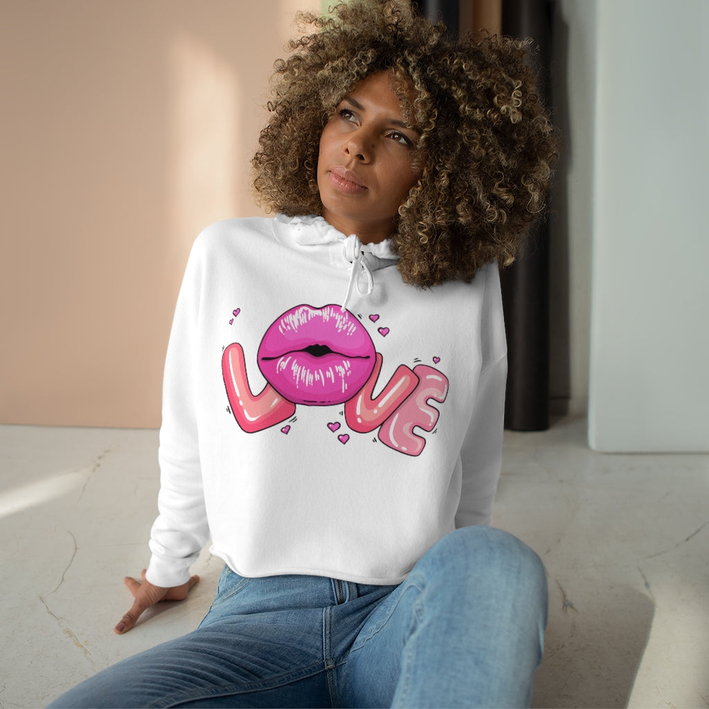 Love Lips Valentine's Day Crop Hoodie - Lili White Creations 