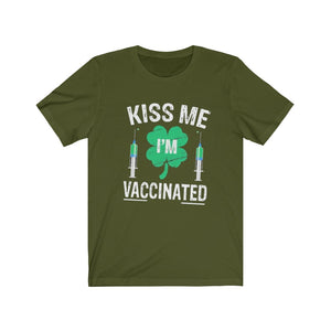 Kiss Me I'm Vaccinated Shamrock Unisex Jersey Short Sleeve Tee - Lili White Creations 