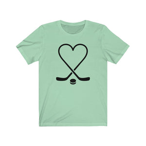 Hockey Sticks Heart with Puck Unisex Jersey Short Sleeve Tee - Lili White Creations 