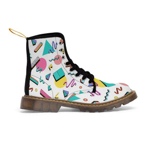 90s Print Women's Canvas Boots - Lili White Creations 