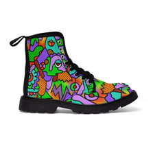 Load image into Gallery viewer, Funky 90s print Women&#39;s Canvas Boots - Lili White Creations 