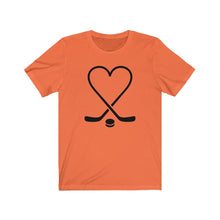 Load image into Gallery viewer, Hockey Sticks Heart with Puck Unisex Jersey Short Sleeve Tee - Lili White Creations 