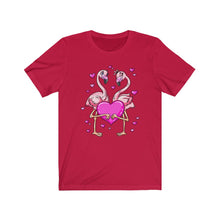 Load image into Gallery viewer, Flamingos Love Valentine&#39;s Days Unisex Jersey Short Sleeve Tee - Lili White Creations 