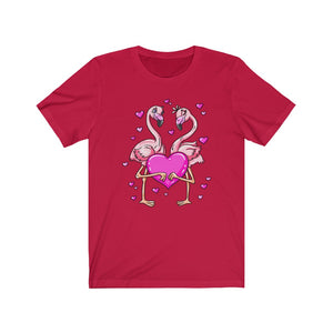 Flamingos Love Valentine's Days Unisex Jersey Short Sleeve Tee - Lili White Creations 