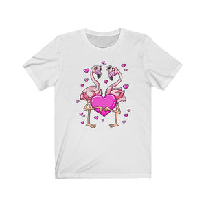 Flamingos Love Valentine's Days Unisex Jersey Short Sleeve Tee - Lili White Creations 