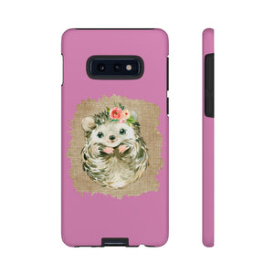 Hedgehog Flower Pink Tough Phone Cases - Lili White Creations 