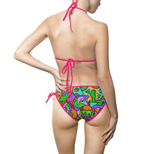 Load image into Gallery viewer, Funky 90s Print Women&#39;s Bikini Swimsuit - Lili White Creations 