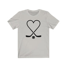 Load image into Gallery viewer, Hockey Sticks Heart with Puck Unisex Jersey Short Sleeve Tee - Lili White Creations 