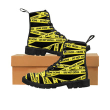 Load image into Gallery viewer, Crime Scene Tape Men&#39;s Canvas Boots - Lili White Creations 