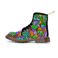 Load image into Gallery viewer, Funky 90s print Women&#39;s Canvas Boots - Lili White Creations 