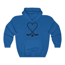 Load image into Gallery viewer, Hockey Sticks Heart and Pucks  Unisex Heavy Blend Hooded Sweatshirt - Lili White Creations 