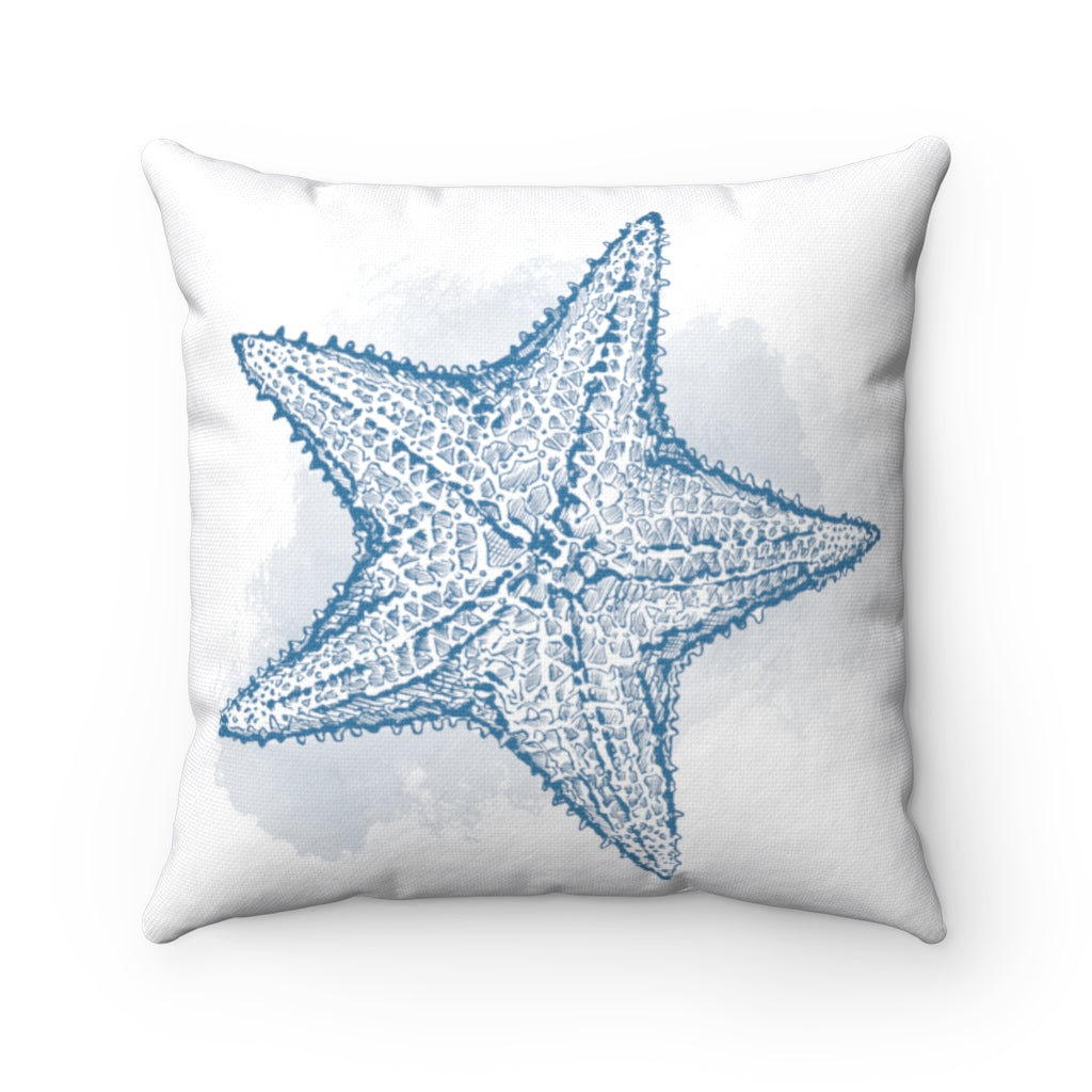 Starfish Spun Polyester Square Pillow Case - Lili White Creations 