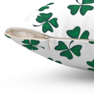 Shamrock Spun Polyester Square Pillow Case - Lili White Creations 