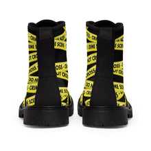 Load image into Gallery viewer, Crime Scene Tape Women&#39;s Canvas Boots - Lili White Creations 