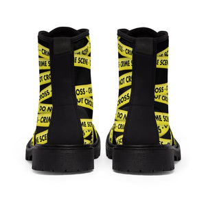 Crime Scene Tape Women's Canvas Boots - Lili White Creations 