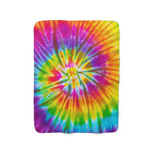 Load image into Gallery viewer, Tye Dye Rainbow Sherpa Fleece Blanket - Lili White Creations 