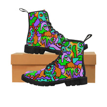 Load image into Gallery viewer, Funky 90s print Women&#39;s Canvas Boots - Lili White Creations 