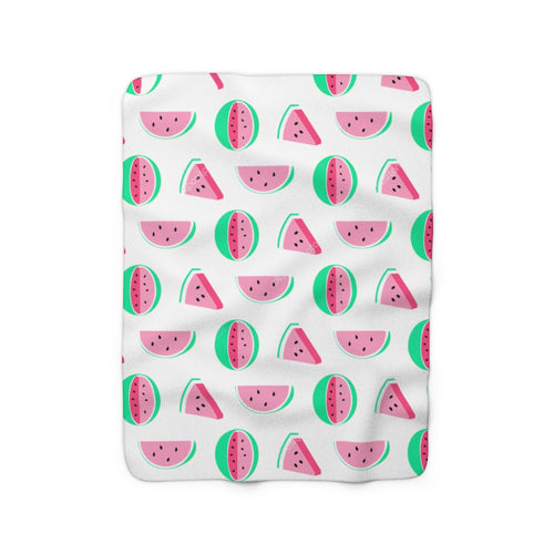 Watermelon Print Sherpa Fleece Blanket - Lili White Creations 