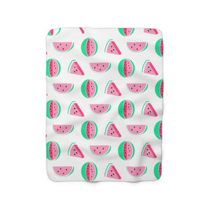 Watermelon Print Sherpa Fleece Blanket - Lili White Creations 