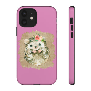 Hedgehog Flower Pink Tough Phone Cases - Lili White Creations 