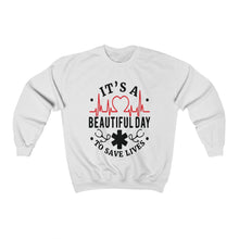 Load image into Gallery viewer, It&#39;s A Beautiful Day to Save Lives Unisex Heavy Blend Crewneck Sweatshirt - Lili White Creations 