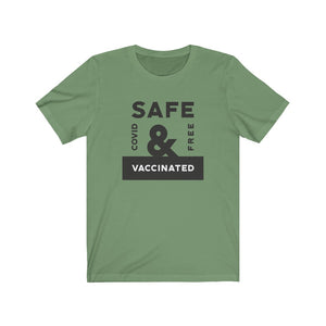 Safe and Vaccinated Covid Free Unisex Jersey Short Sleeve Tee - Lili White Creations 